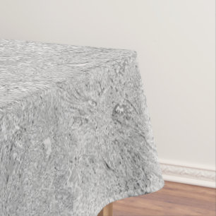 Silver Etched Hibiscus Flowers, Table Cloth