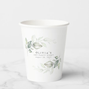 Silver Eucalyptus Greenery Boho Dreamy Paper Cups