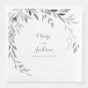 Silver Eucalyptus Greenery Square Dinner Napkins