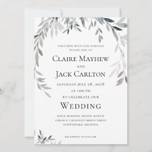 Silver Eucalyptus Greenery Wedding 2 Invitation