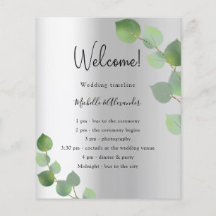 Silver eucalyptus wedding program budget flyer