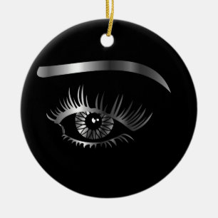 Silver eye with eyebrow and details inside ceramic tree decoration