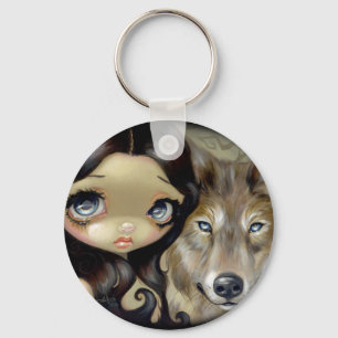 "Silver Eyed Wolf" Keychain