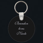 Silver Fairy Tale Love Key Chain (black)<br><div class="desc">A sweet,  fun groom loves bride key chain. Looks cute as a purse charm!</div>