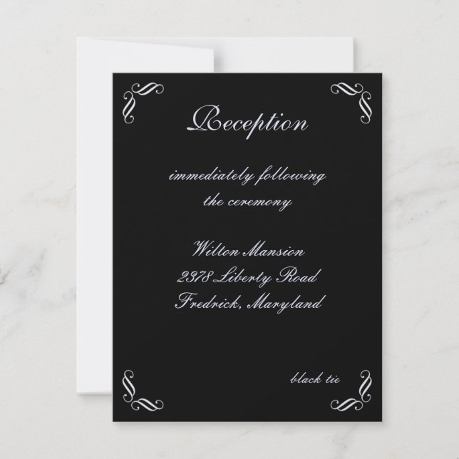 Silver Fairy Tale Reception Card (black) (Front)