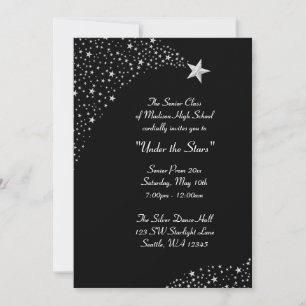 Silver Falling Stars Prom Formal Invitations