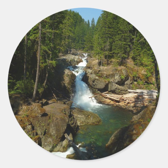 Silver Falls at Mount Rainier National Park Classic Round Sticker (Front)