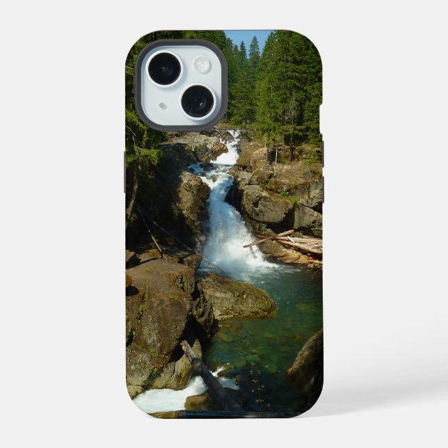 Silver Falls at Mount Rainier National Park iPhone 15 Case (Back)