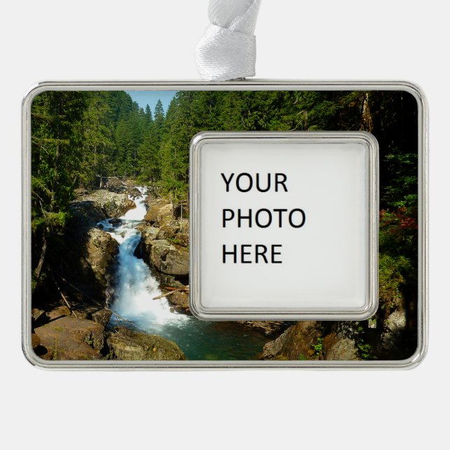 Silver Falls at Mount Rainier National Park Silver Plated Framed Ornament (Front)