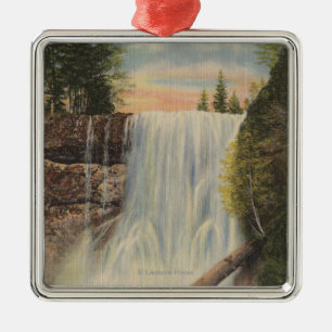 Silver Falls on Silver Creek, Oregon View Metal Tree Decoration