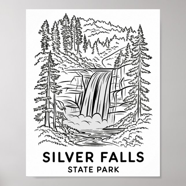 Silver Falls State Park Oregon Waterfall Camping S Poster (Front)