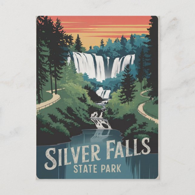 Silver Falls State Park Vintage Postcard (Front)