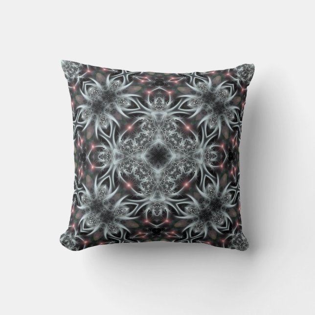 Silver Fantasy Fractal Geometric Art Jumbo Cushion (Front)