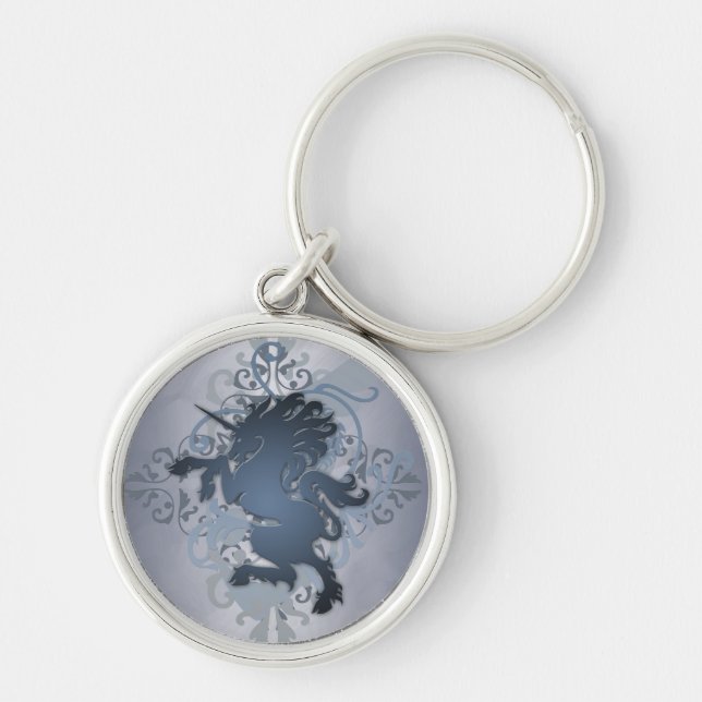 Silver Fantasy Urban Unicorn Keychain (Front)