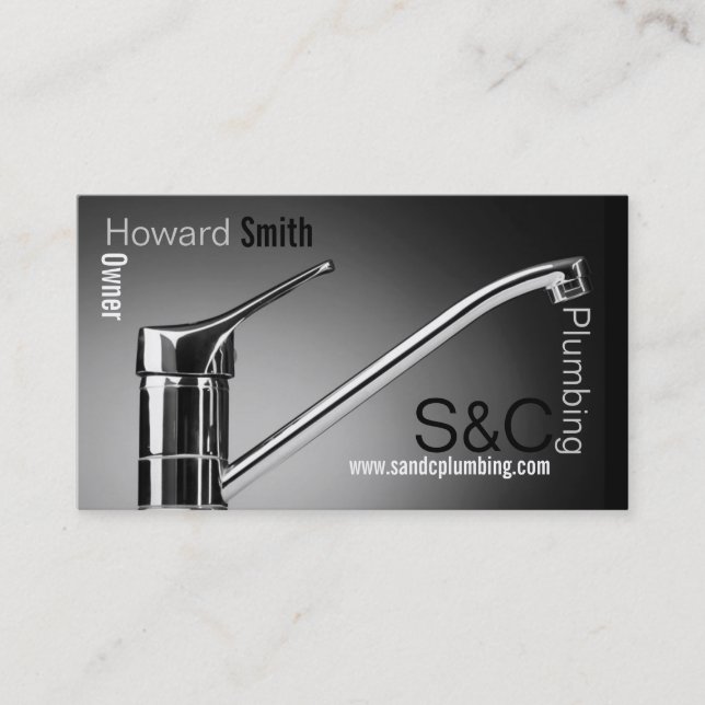 silver faucet plumbing business card (Front)