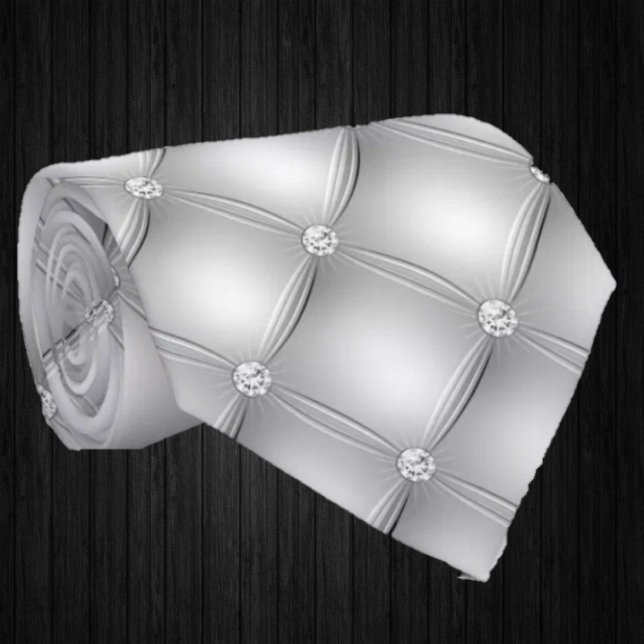 Silver Faux Diamond Fancy Luxury  Tie (Creator Uploaded)