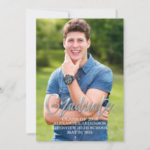 Silver Faux Foil Photo Graduation Announcement