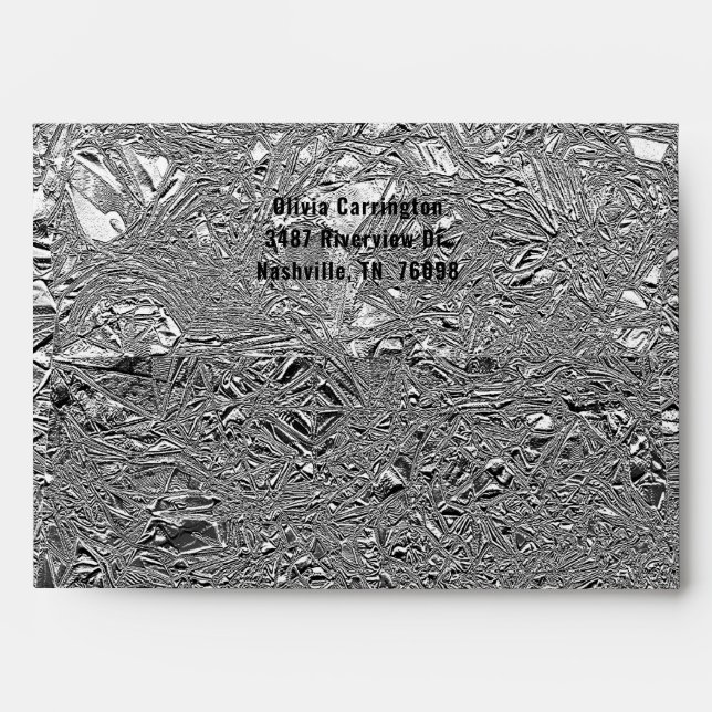 Silver Faux Foil Return Address Modern  Envelope (Back (Top Flap))