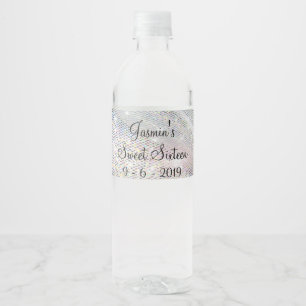 Silver, Faux Foil, Sweet Sixteen, Custom, Water Bottle Label