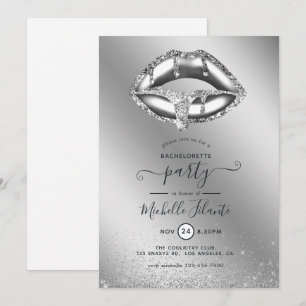 Silver Faux Glitter Bachelorette Party Invitation