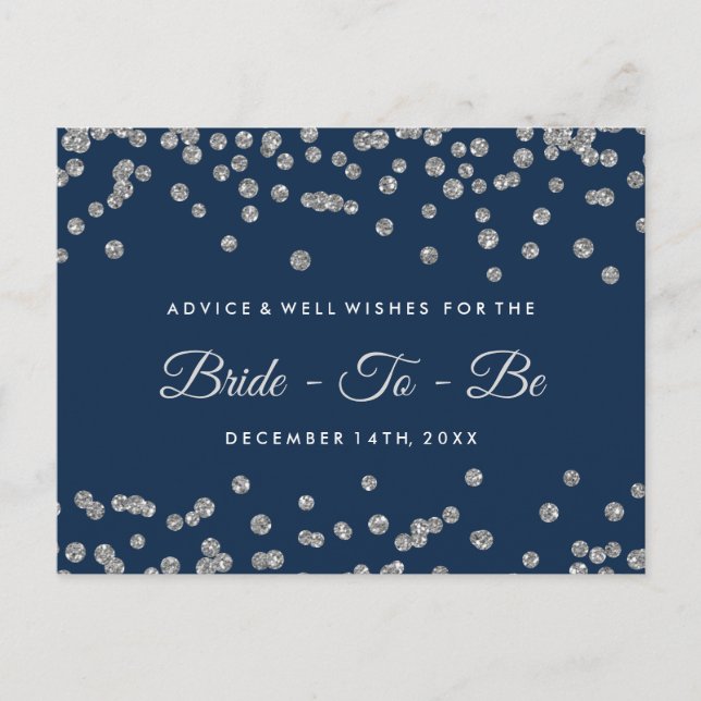 Silver Faux Glitter Confetti Navy Bridal Advice (Front)