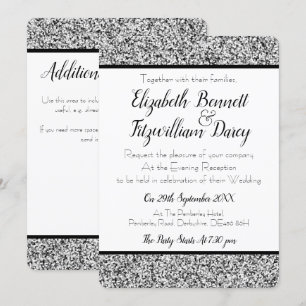 Silver Faux Glitter Evening Invitation