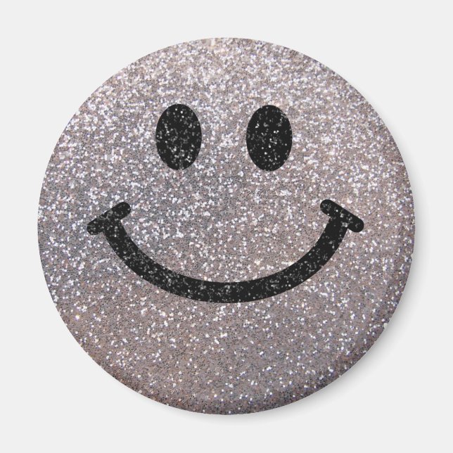 Silver faux glitter face magnet (Front)