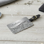 Silver Faux Glitter Glam Bling Personalised Metal Luggage Tag<br><div class="desc">This design may be personalised in the area provided by changing the photo and/or text. Or it can be customised by clicking Personalise this Template and then choosing the click to customise further option and delete or change the colour of the background, add text, change the text colour or style,...</div>
