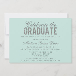 Silver Faux Glitter Graduation Party Invitation