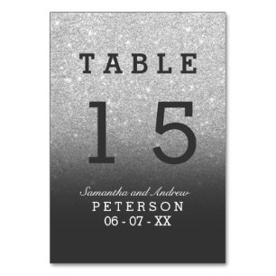 Silver faux glitter grey ombre wedding table table number