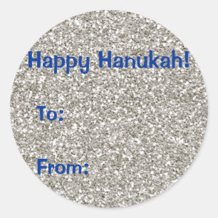 Silver (faux) Glitter Hanukkah Gift Stickers
