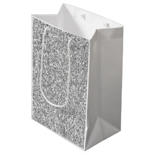 Silver Faux Glitter Medium Gift Bag