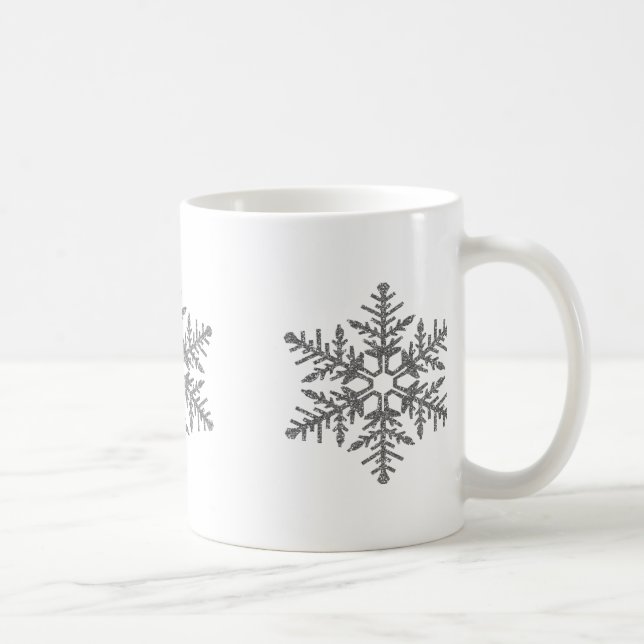 Silver Faux Glitter Snowflake Coffee Mug (Right)