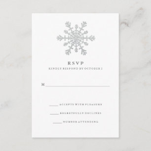 Silver Faux Glitter Snowflake Wedding RSVP Card