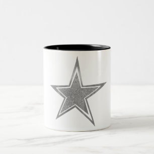 Silver Faux Glitter Star Two-Tone Coffee Mug