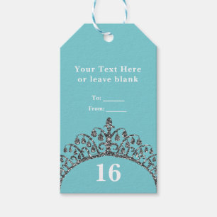 Silver Faux Glitter Tiara Crown Custom Party Favou Gift Tags