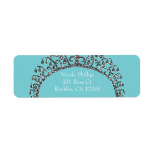 Silver Faux Glitter Tiara Crown Party Invitation