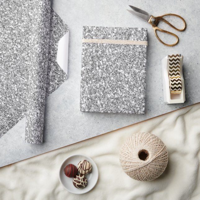 Silver Faux Glitter Wrapping Paper (Crafts)