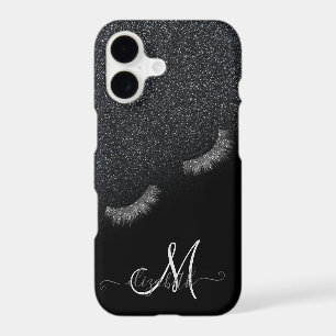 Silver Faux Lashes Black Glitter Ombre