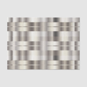 Silver Faux Metallic Diagonal Stripes Tissue Paper