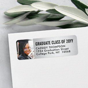 Silver Faux Metallic Graduation Return Address