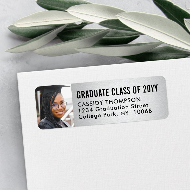 Silver Faux Metallic Graduation Return Address (Creator Uploaded)