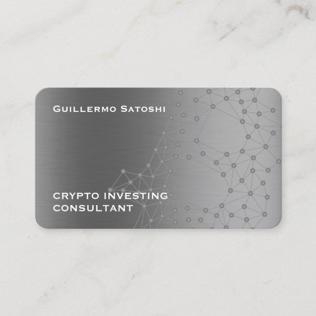 Silver faux metallic texture crypto  business card (Front)