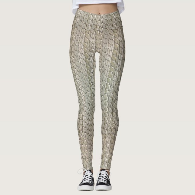 Silver Faux Snake Skin Leggings Male/Female (Front)
