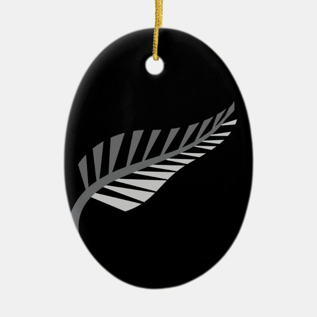Silver Fern Awesome New Zealand image Ceramic Tree Decoration (Front)