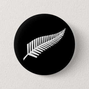 Silver fern flag (NZ) 6 Cm Round Badge