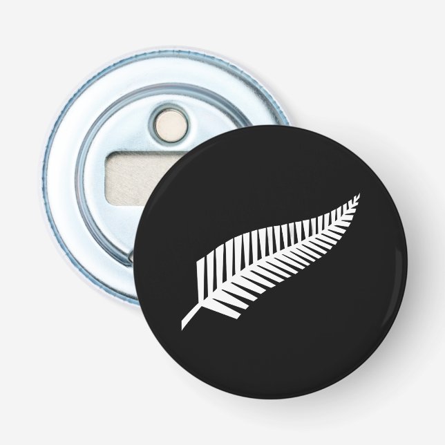 Silver fern flag (NZ) Bottle Opener (Front)