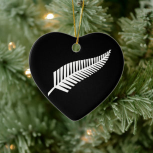 Silver fern flag (NZ) Ceramic Tree Decoration