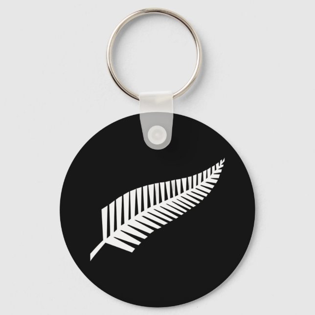 Silver fern flag (NZ) Key Ring (Front)