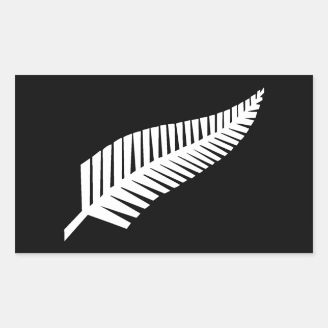Silver Fern Flag of New Zealand Rectangular Sticker (Front)